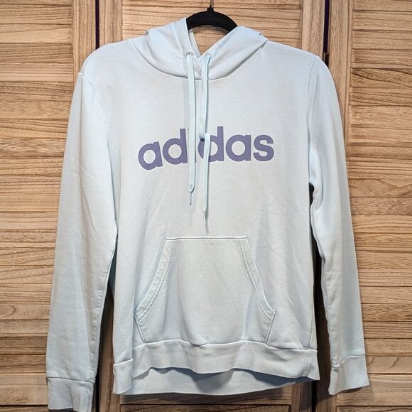 Adidas Light Blue/Mint Hoodie with Lavender Logo Size Med 12/14 - Picture 1 of 7